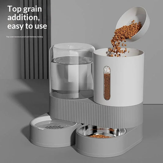 Large Capacity Automatic Pet Feeder and Water Dispenser All in One Dog Cat Bowl Smart Gravity Food Water Bowl for Pets